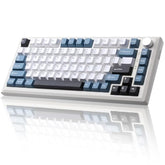 Y75 Wireless Mechanical Keyboard,75% Hot Swappable Custom Keyboard With Knob,Rgb Backlit, Pbt Keycaps,2.4Ghz/Usb-C/Bt5.0 Mechanical Gaming Keyboards(White&Blue,Milk Switch)