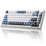 Y75 Wireless Mechanical Keyboard,75% Hot Swappable Custom Keyboard With Knob,Rgb Backlit, Pbt Keycaps,2.4Ghz/Usb-C/Bt5.0 Mechanical Gaming Keyboards(White&Blue,Milk Switch)