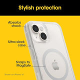 OtterBox iPhone 16e, iPhone 15, iPhone 14, and iPhone 13 (ONLY) Symmetry Series+ Case - Clear/Peachy Bloom, Snaps to MagSafe, Ultra-Sleek, Raised Edges Protect Camera & Screen - Non-Retail Packaging