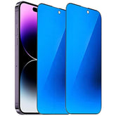 2 Pcs Anti-Blue Privacy Tempered Glass Suit For Iphone 14 Pro Mirror Anti-Spy Screen Protector Anti-Peeping Film Electroplated 9H Hardness Anti-Scratch 6.1 Inch(Blue)