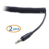 Cable Matters 2-Pack Coiled 3.5mm Male to Male Stereo Audio Cable - Stretches from 2 to 4 Feet