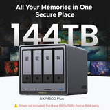 Nasync Dxp4800 Plus 4-Bay Desktop Nas, Intel Pentium Gold 8505 5-Core Cpu, 8Gb Ddr5 Ram, 128G Ssd, 1 * 10Gbe, 1 * 2.5Gbe, 2 * M.2 Nvme Slots, 4K Hdmi, Network Attached Storage (Diskless)