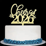 Cheer To 2026 Cake Topper, Mirror Gold Happy New Year 2026 Acrylic Cake Decorations, Welcome 2026 New Year'S Eve Carnival, Happy 2026 Party Decorations Supplies