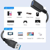 SaiTech IT 6 Pack Short Length 1 Feet USB 3.0 Extension Cable, USB 3.0 A Male to Female Extender Cable Bulk USB Extension Cable - Black