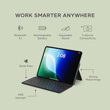 Onthego Bluetooth Keyboard With Adjustable Stand, Connect Up 3 Devices, Usb C Rechargeable Battery, Compact And Portable Keyboard For Ipad, Tablet Black