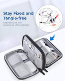 Electronics Organizer Travel Case, Cable Charger Cord Tech Organizer Pouch For Phone Charger Accessories, Black