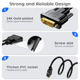 Hdmi To Dvi Adapter Cable 6Ft, 2-Pack Bi-Directional 1080P Dvi-D To Hdmi Cable