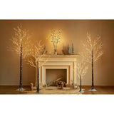 Lighted Snowy Twig Tree With Fairy Lights 4Ft 200 Led Lights, Flocked Tree With Lights For Home Thanksgiving Christmas Holiday Decoration Indoor Outdoor