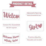 Welcome Home Baby Girl Banner - Pink Baby Shower Decorations For Girl, Gender Reveal Baby Shower Inside Outside Decoration Rose Gold Glitter