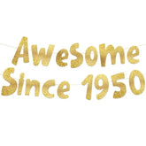 Awesome Since 1950 Gold Glitter Banner - 75Th Birthday Party Decorations