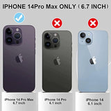 Heavy Duty Shockproof Military Grade Rugged Cover with 2 Pack Glass Screen Protector + 1 Pack Camera Lens Protector for iPhone 14 Pro Max