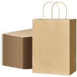 Gift Bags 100Pcs Brown Paper Bags With Handles Bulk 8X4.5X10.8 Inch Paper Gift Bag Medium Size, Kraft Paper Bag, Grocery Shopping Retail, Birthday Party Favors Wedding Sacks