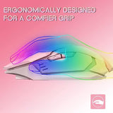 Pink Wireless Gaming Mouse, Silent Click Wireless Mouse With Colorful Rgb Led Lights, Rechargeable Computer Mice With Side Buttons And 3 Level Dpi, For Laptop And Desktop