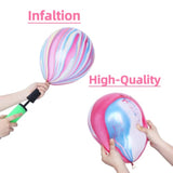 Rainbow Tie Dye Balloons - 50 Pcs 12 Inch Marble Agate Latex Swirl Hippie Party Balloons For Tie Dye & Christmas Birthdays