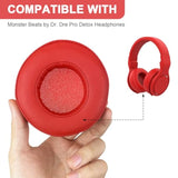 Ear Pads Ear Cushion Earpads Replacement Compatible With Beats By Dr Dre Pro Detox Headphones, Memory Foam Soft Protein Leather (Red)