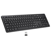 Wireless Keyboard, 2.4G Usb External Silent Cordless Keyboard For Windows Chrome Laptop Computer Pc Desktop Notebook Chromebook, 106 Keys Full Size With Number Pad (Black)