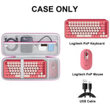 Hard Carrying Case For Logitech Pop Keys Mechanical Wireless Keyboard And Pop Wireless Mouse, Mesh Pocket Fits Cables, Usb Receiver, Spare Keycaps And More Accessories, Raspberry