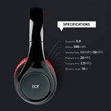ISO Bluetooth 5.0 Wireless Over Ear Foldable Stereo Headphones with 30 Hours Battery and Built-in Microphone, (Black/Red)