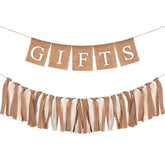 2 Pcs Boho Burlap Banner Baby Shower Decorations Set Include Rustic Gift Banner Decor Bunting Sign Bunting Gifts Sign Burlap Lace Tassel Garland Rag Garland Tie For Party Wedding Bridal Farmhouse