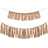 2 Pcs Boho Burlap Banner Baby Shower Decorations Set Include Rustic Gift Banner Decor Bunting Sign Bunting Gifts Sign Burlap Lace Tassel Garland Rag Garland Tie For Party Wedding Bridal Farmhouse