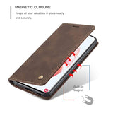 Case For Samsung Galaxy S21 5G, Vintage Pu Leather Wallet Case Card Slot Kickstand Magnetic Closure Shockproof Flip Folio Cover For Samsung Galaxy S21 - Coffee Brown