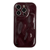 For Iphone 14 Pro Case,Water Ripple Wave Meteorite Bubble Chrome Plating Soft Phone Case (Wine Red)