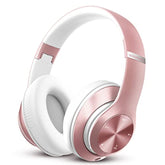 9S Over Ear Bluetooth Headphones, 60 Hours Playtime, Hifi Stereo, Deep Bass, Microphone, Foldable, Rose Gold