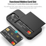 Compatible With 16 Pro Case With Card Holder Dual Layer Heavy Duty Protective Shockproof Hidden Card Slot Slim Wallet Phone Cover For 16 Pro For Women&Men 6.3 Inch(Black)