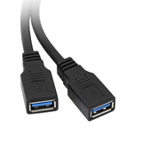 2 Port Usb 3.0 A To 20 Pin Header Motherboard Cable, Y Splitter Cable Dual Port Usb 3.0 A To 20 Pin Female Motherboard Header Adapter 25Cm - Black