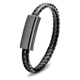 Bracelet Charging Cable Portable 8.9In Short Travel Charger Personality Punk Braided Leather Wrist Cord For Iphone Interesting Valentine'S Day/Birthday/Thanksgiving Day Gift
