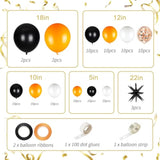 141pcs Latex Balloons with 3 Foil Balloons Orange Black White Birthday Graduation Party Decor