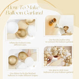 135Pcs White And Gold Balloon Garland Arch Kit, With Nude White And Gold Balloons For Baby Shower Bridal Wedding Engagement Anniversary Baptism Birthday Party