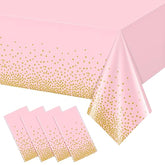 4 Pack Pink And Gold Plastic Tablecloth For Parties, Pink Disposable Table Cloth For Rectangle Tables, Gold Dot Confetti Light Pink Tablecloth For Birthday Wedding Baby Shower Party, 54X108