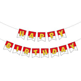 Red & White Cartoon Birthday Banner for Kids & Adults Party Decor