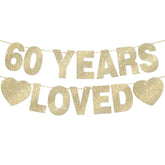 60 Years Loved Banner For 60Th Birthday Decorations For Men Women Pre-Strung 60Th Birthday Banner Party Decorations Gold Glitter