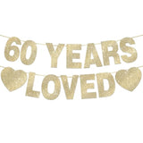 60 Years Loved Banner For 60Th Birthday Decorations For Men Women Pre-Strung 60Th Birthday Banner Party Decorations Gold Glitter