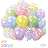 12" Pastel Pearl Balloons Blue, Purple, Green, Pink & Yellow Decor