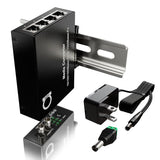 Din Rail St Multimode Fiber Media Converter & Gigabit Ethernet Switch 1X 850Nm Optic + 4X Rj45 10/100/1000Mbps, Compact 26Mm, Usb/Dc/Ac Powered, Ul Certified Psu, Ip40, -40°C~75°C Metal