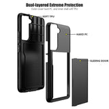 For Samsung S22 Plus Case With Card Holder 5G 6.6 Inch Slim Dual Layer Heavy Duty Protective Wallet Case For Galaxy S22 Plus (Black)