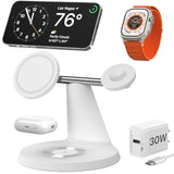 3 In 1 Charger For Magsafe, Wireless Charging Station, Compatible With Magsafe Charger For Iphone 16 15 14 13 12 Series, Airpods Pro/3/2, 5W For Apple Watch(30W Adapter Included)