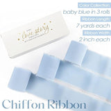 Chiffon Ribbon Handmade Fringe Silk Ribbon 2" X 7 Yards Baby Blue Chif