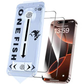 OneFish Screen Protector for iphone Pro Max 16, Airbag Edge Protection, HD Clarity Tempered Glass Film with Installation Frame, 9H Glass Scratch Resistant, Easy Installation, 2Pack.
