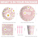 Daisy 1St Birthday Plates And Napkins Party Decorations Tableware, Groovy Retro Daisy First Birthday Party Supplies, Paper Plate, Napkin, Cup, Fork, Serves 24