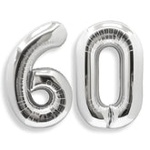 40 Inch Jumbo Silver Foil Mylar Number Balloons For Men Women 60Th Bir