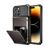 For Iphone 14 Pro Max Case Wallet Cover 4-Card Credit Card Holder Id Slot Scratch Resistant Dual Layer Hybrid Protective Hard Shell Rugged Tpu Bumper Armor Case 6.7 Inch Gun