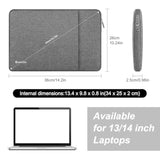 Laptop Sleeve Case 13 13.3 14 Inch For Macbook Air 13-Inch/Macbook Pro 13/14 Inch, Water-Resistant Protective Portable Computer Cover Bag For Hp/Dell/Asus/Acer, Gray