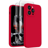 iPhone 14 Pro Silicone Case with Camera & 2 Screen Protectors 6.1in Deep Red