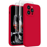 iPhone 14 Pro Silicone Case with Camera & 2 Screen Protectors 6.1in Deep Red