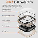 Matal Case Compatible With Apple Watch Series 11/10 46Mm Case With Built-In Screen Protector, Straight Edge Ultra Thin With Back Cover Protective Cover For Iwatch 46Mm, Titanium