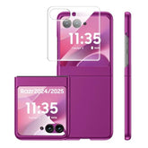 For Motorola Razr 2025 Case/Razr 2024 Case With Screen Protector, Slim Matte Hard Pc Anti-Scratch Cover Wireless Charging Phone Case For Moto Razr 2025/ Razr 2024 (Purple)